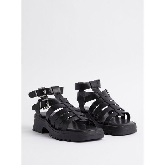 Torrid Chunky Gladiator Sandal black strappy heeled 10.5 WW - Picture 1 of 9